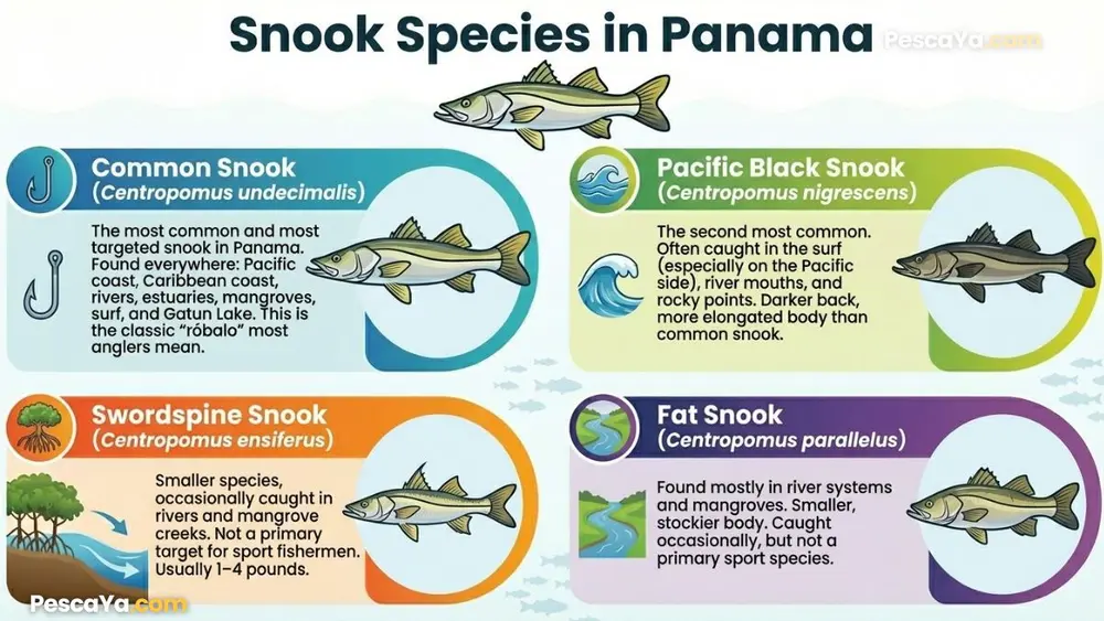 infographic species of snook in panama