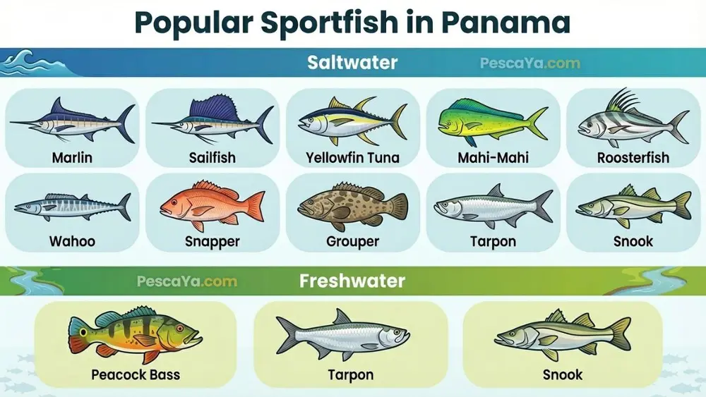 infographic of popular sportfish in panama